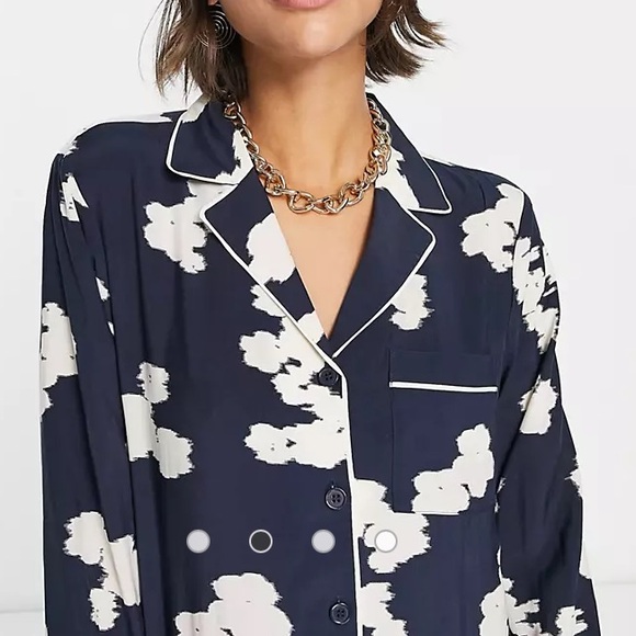 & Other Stories Womens Long sleeve top 6 Navy White Button Down - Picture 3 of 15